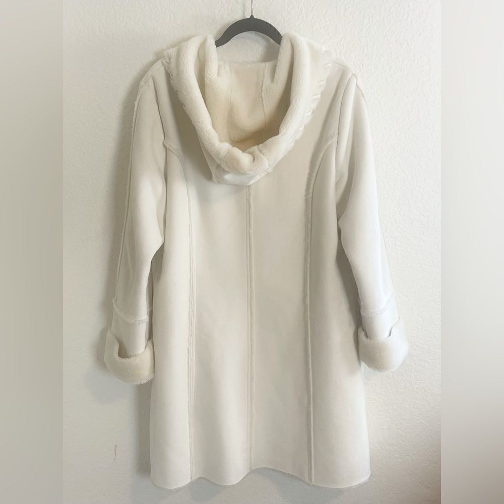 Vintage Coldwater Creek Aspen resort ski Apres cozy cream jacket with hood L - Picture 3 of 11